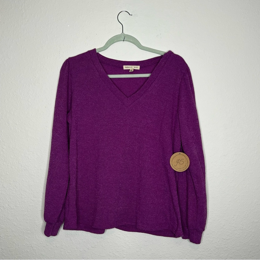 Parallel Skies Long Sleeve Purple Top - Picture 1 of 4